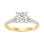 LADIES RING 1 1/4CT ROUND/PRINCESS DIAMOND 14K YELLOW GOLD (CENTER STONE PRINCESS DIAMOND 1CT)