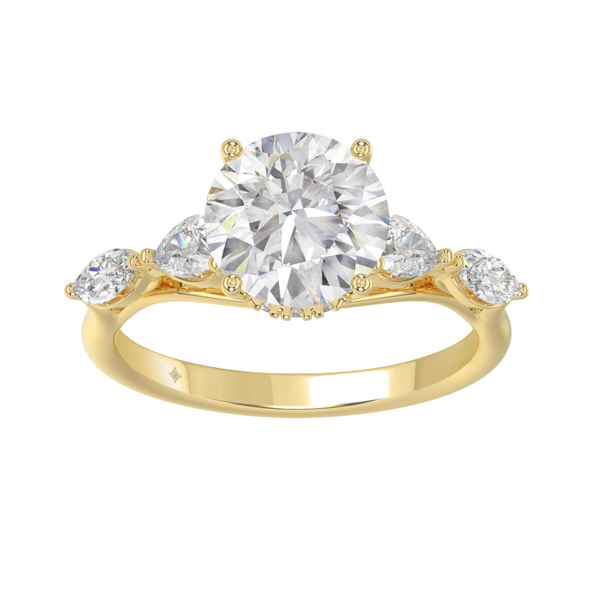LADIES RING 2 1/2CT ROUND/PEAR/MARQUISE DIAMOND 14K YELLOW GOLD (CENTER STONE ROUND DIAMOND 2.00CT) - Image 1