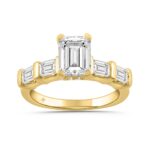 LADIES RING 3 1/4CT ROUND/EMERALD DIAMOND 14K YELLOW GOLD (CENTER STONE EMERALD DIAMOND 2.00CT)