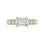 LADIES RING 3CT ROUND/EMERALD/BAGUETTE DIAMOND 14K YELLOW GOLD (CENTER STONE EMERALD DIAMOND 2.00CT) - Image 4