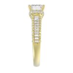 LADIES RING 3CT ROUND/EMERALD/BAGUETTE DIAMOND 14K YELLOW GOLD (CENTER STONE EMERALD DIAMOND 2.00CT) - Image 5