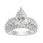 LADIES RING 5 1/4CT ROUND/ PEAR DIAMOND 14K WHITE GOLD (CENTER STONE PEAR DIAMOND 3CT )