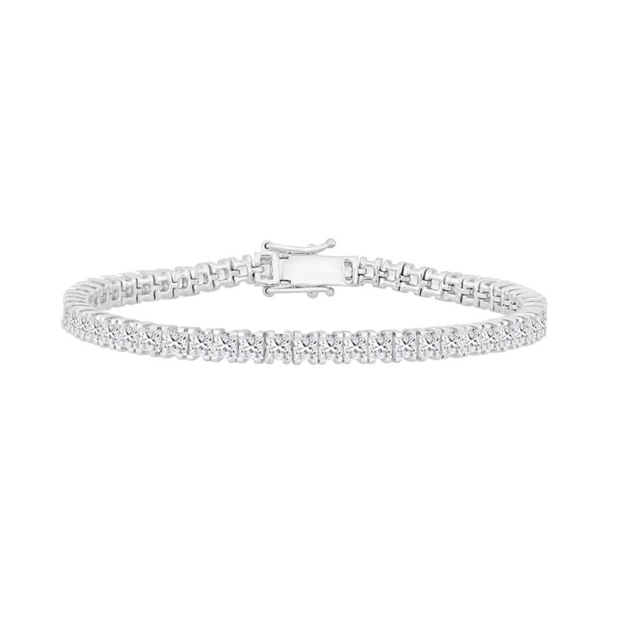 LADIES BRACELET 9CT PRINCESS DIAMOND 14K WHITE GOLD - Image 1