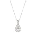 LADIES SOLITAIRE PENDANT WITH CHAIN 1CT PEAR DIAMOND 14K WHITE GOLD