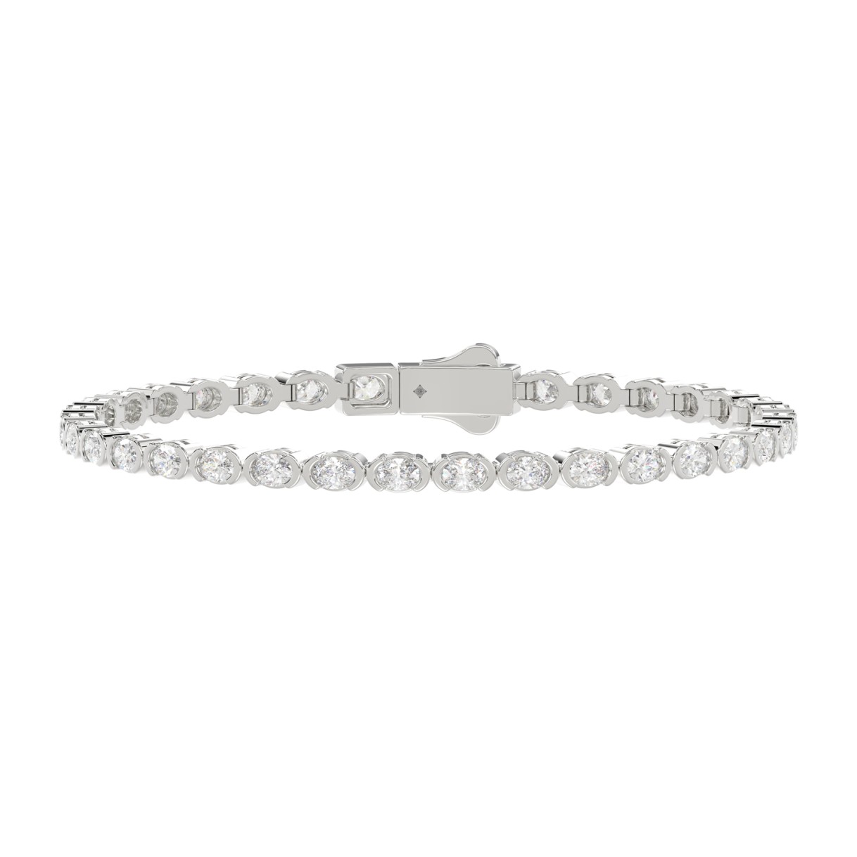 LADIES BRACELET 5.00CT OVAL DIAMOND 14K WHITE GOLD - Image 1