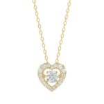 LADIES DANCING DIAMOND PENDANT WITH CHAIN 3/4CT ROUND DIAMOND 14K YELLOW GOLD (CENTER STONE ROUND DIAMOND 1/2CT)