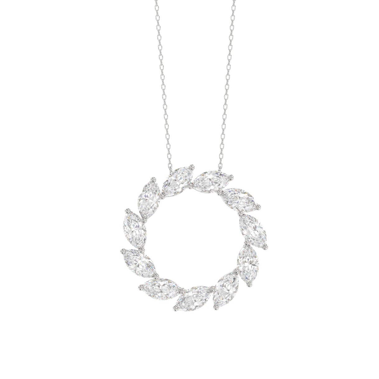 LADIES NECKLACE 1 1/2CT MARQUISE DIAMOND 14K WHITE GOLD - Image 1