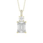 LADIES PENDANT 1 3/4CT ROUND/EMERALD DIAMOND 14K YELLOW GOLD (CENTER STONE EMERALD DIAMOND 1 1/2CT)