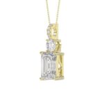 LADIES PENDANT 1 3/4CT ROUND/EMERALD DIAMOND 14K YELLOW GOLD (CENTER STONE EMERALD DIAMOND 1 1/2CT) - Image 3