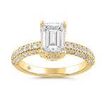 LADIES RING 2 3/4CT ROUND/EMERALD DIAMOND 14K YELLOW GOLD (CENTER STONE EMERALD DIAMOND 2CT )