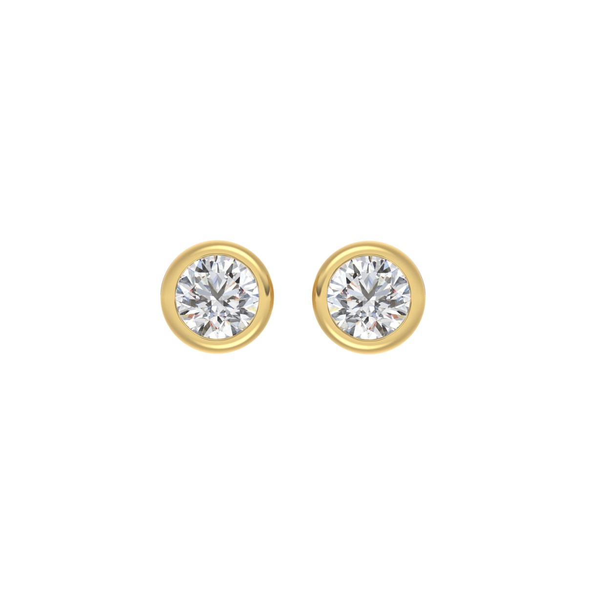 LADIES SOLITAIRE EARRINGS 2CT ROUND DIAMOND 14K YELLOW GOLD - Image 1