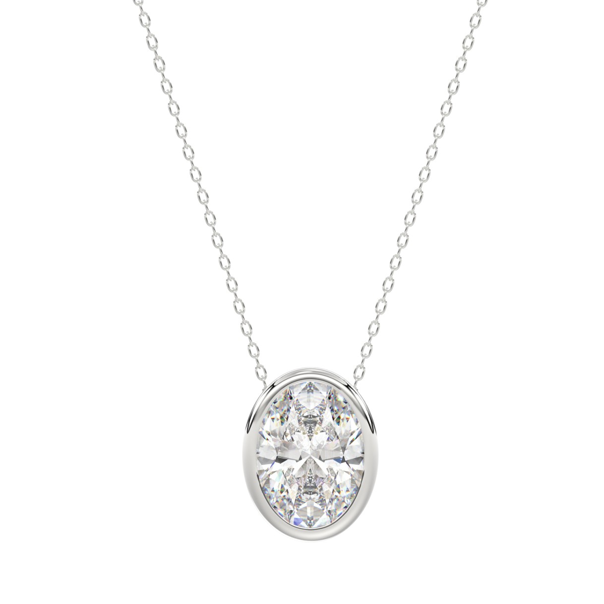 LADIES SOLITAIRE PENDANT 2CT OVAL DIAMOND 14K WHITE GOLD - Image 1