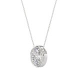 LADIES SOLITAIRE PENDANT 2CT OVAL DIAMOND 14K WHITE GOLD - Image 3