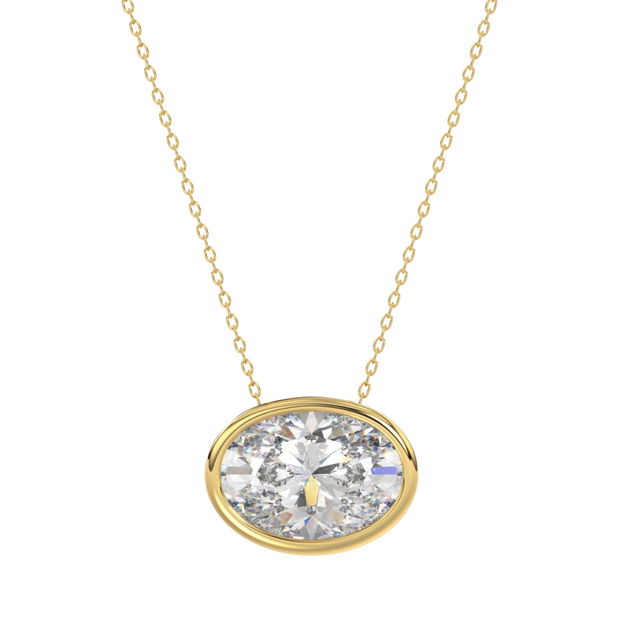 LADIES SOLITAIRE PENDANT 2CT OVAL DIAMOND 14K YELLOW GOLD - Image 1