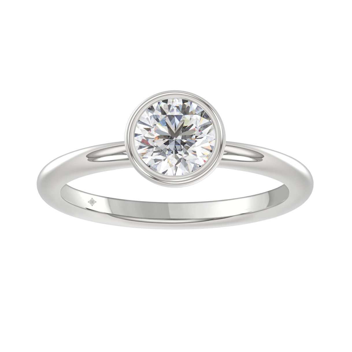 LADIES SOLITAIRE RING 1CT ROUND DIAMOND 14K WHITE GOLD (CENTER STONE ROUND DIAMOND 1CT ) - Image 1