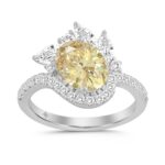 14K WHITE GOLD 2 1/4CT ROUND/MARQUISE/OVAL DIAMOND LADIES RING (CENTER STONE YELLOW OVAL DIAMOND 1 1/2CT)