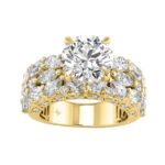 14K YELLOW GOLD 7 5/8CT ROUND/MARQUISE/PEAR DIAMOND LADIES BRIDAL SET (CENTER STONE ROUND DIAMOND 4CT)