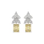14K WHITE GOLD 3.00CT PEAR/MARQUISE/YELLOW RADIANT DIAMOND LADIES EARRING (CENTER STONE RADIANT DIAMOND 1CT)
