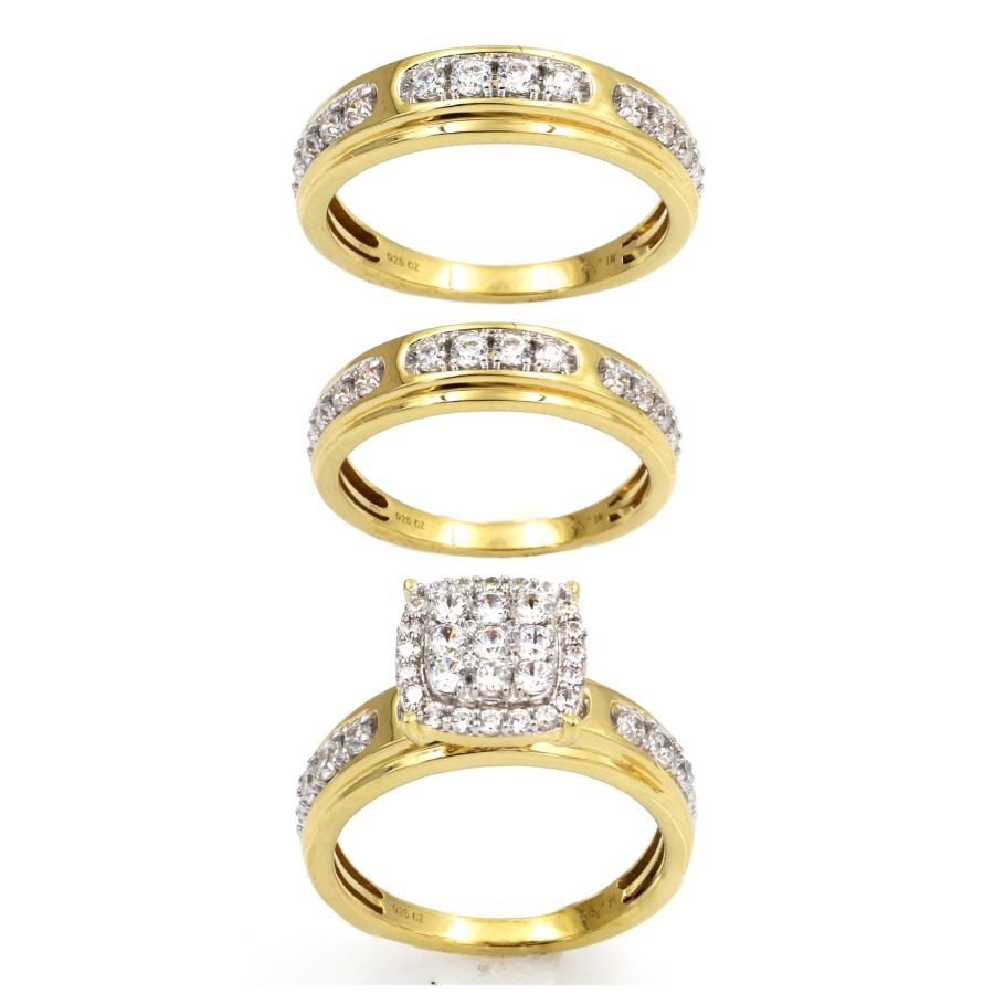 TRIOS SET 1.50CT ROUND DIAMOND 10K YELLOW GOLD - Image 1