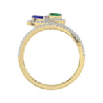 Elegant Multi-Stone 14K White Gold 0.75Ct Ladies Ring With Ruby, Sapphire, Emerald, And Marquise Diamonds. A Classic And Colorful Luxury Jewelry Piece - Image 2