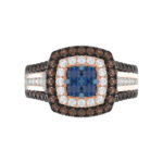 Bold And Elegant 14K Rose Gold Ladies Ring Featuring 1.50Ct Round Diamonds In Blue, Dark Brown , And White Tones. A Striking Multi-Stone Design Perfec - Image 5