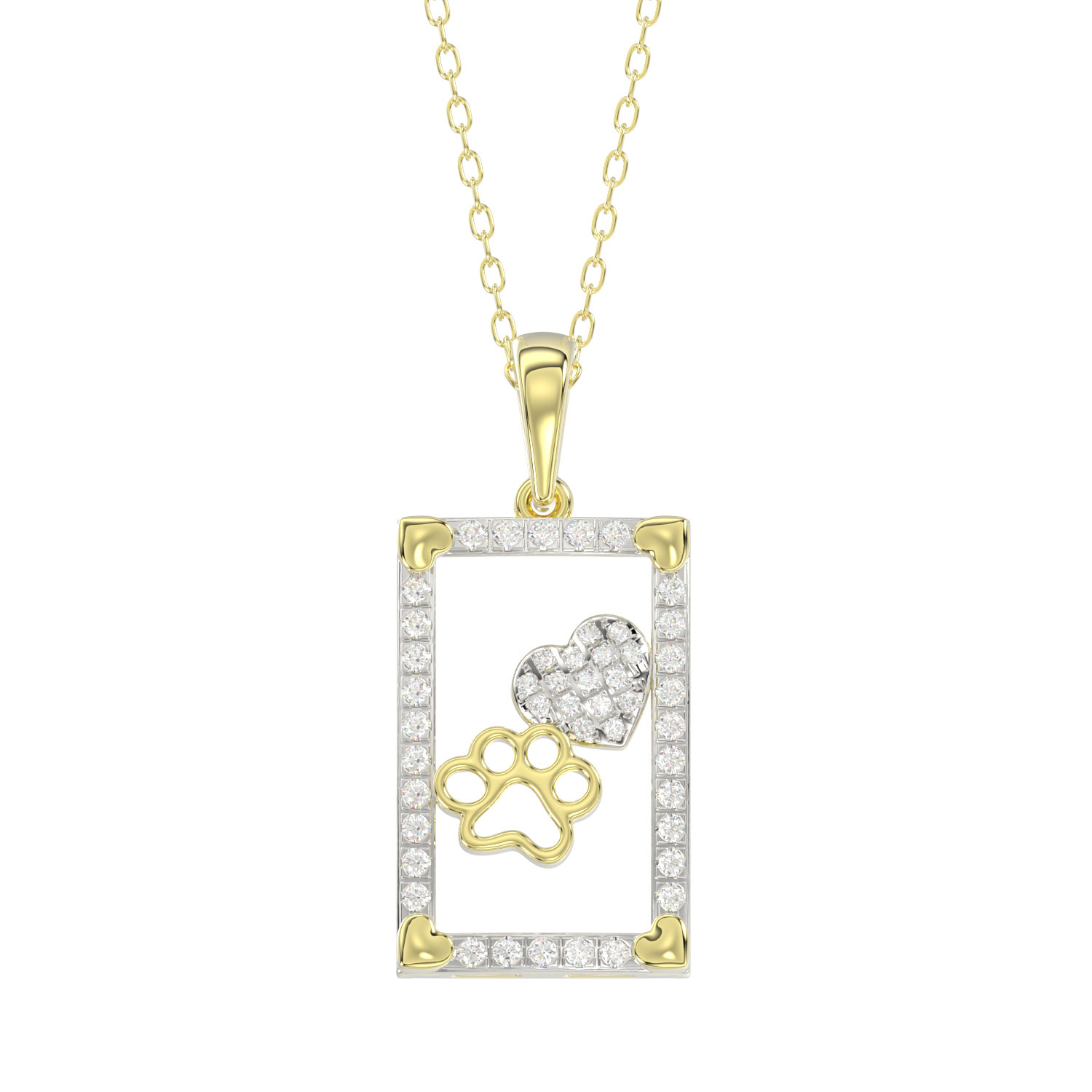 LADIES PENDANT WITH CHAIN 0.25CT ROUND DIAMOND 14K YELLOW GOLD - Image 1