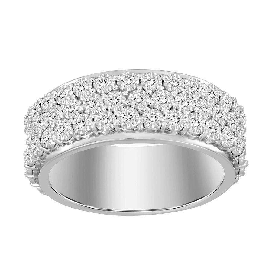 MEN'S BAND 1.00CT ROUND DIAMOND 10K WHITE GOLD - Image 1