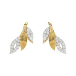 Elegant 10K Yellow Gold Petal Swag Stud Earrings From Emori Featuring 0.25 Ct Round Diamonds. A Sparkling And Feminine Fine Jewelry Design For Women.
