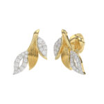 Elegant 10K Yellow Gold Petal Swag Stud Earrings From Emori Featuring 0.25 Ct Round Diamonds. A Sparkling And Feminine Fine Jewelry Design For Women. - Image 3