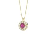 14K YELLOW GOLD 1.00CT ROUND/RUBY DIAMOND LADIES PENDANT (CENTER STONE ROUND RUBY DIAMOND 5/8CT) - Image 3