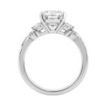 14K White Gold 3 1/2Ct Lab-Grown Diamond Engagement Ring For Women 3Ct Pear Center With Marquise & Round Side Stones, Elegant Bridal Ring (Color F-G - - Image 2