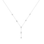14K White Gold Lab Brown Diamond Necklace 1 1/2Ct Round Pear Marquise Cut Drop Necklace For Ladies, Elegant Modern Jewelry (Color F-G -Clarity Vs1/Vs2