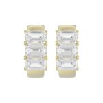 14K YELLOW GOLD 3.00CT EMERALD DIAMOND HOOPS EARRING