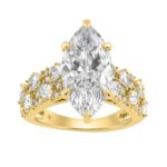 Luxury 14K Yellow Gold Diamond Ring 6 1/4Ct Marquise Center Stone With Pear & Round Diamonds, Women Fashion Engagement Ring (Color F-G -Clarity Vs