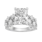 Luxury 14K White Gold Diamond Ring 6 1/4Ct Radiant Center Stone With Pear & Round Diamonds, Women Fashion Engagement Ring (Color F-G -Clarity Vs1/Vs2)