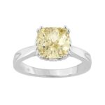 14K WHITE GOLD 3.00CT ROUND/YELLOW CUSHION DIAMOND LADIES RING (CENTER STONE YELLOW CUSHION DIAMOND 3CT)