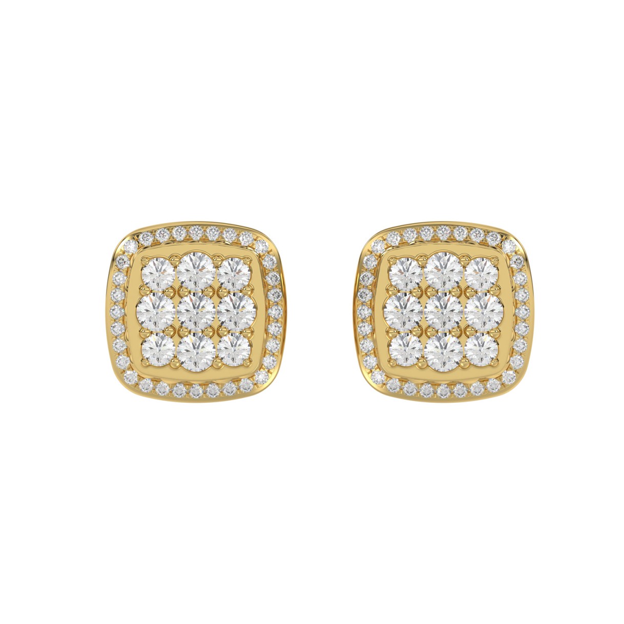 10K YELLOW GOLD 3/4CT ROUND DIAMOND LADIES EARRINGS - Image 1