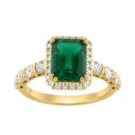 14K YELLOW GOLD 3 1/4CT ROUND/EMERALD DIAMOND LADIES RING (CENTER STONE GREEN EMERALD DIAMOND 2 1/2CT)
