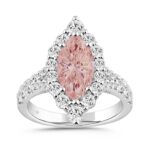 ETERNAL BLUSH COLLECTION 14K WHITE GOLD 3 1/4CT ROUND/MARQUISE DIAMOND LADIES RING (CENTER STONE PINK MARQUISE DIAMOND 2CT)