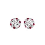 14K WHITE GOLD 2 1/2CT ROUND/RUBY DIAMOND LADIES EARRINGS (CENTER STONE ROUND DIAMOND 2CT)