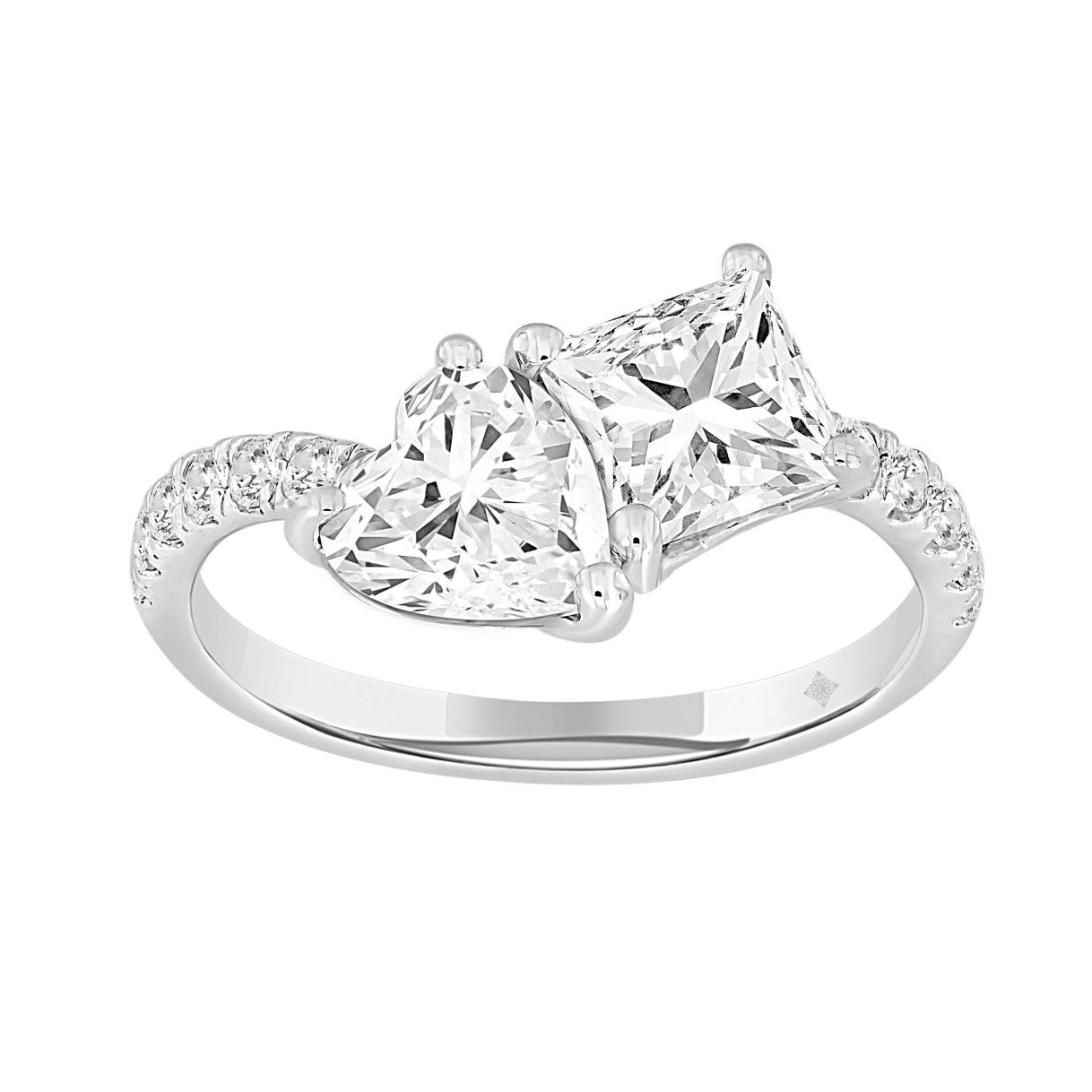 LADIES RING 2 1/4CT ROUND/HEART/PRINCESS DIAMOND 14K WHITE GOLD - Image 1