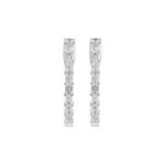 LADIES HOOP EARRINGS 2CT EMERALD DIAMOND 14K WHITE GOLD