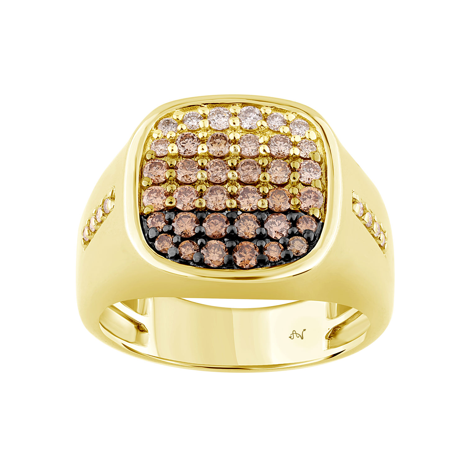 Men�S 10K Yellow Gold 1.00Ct Round Cut & Dark Brown Diamond Ring Luxury Jewelry - Image 1