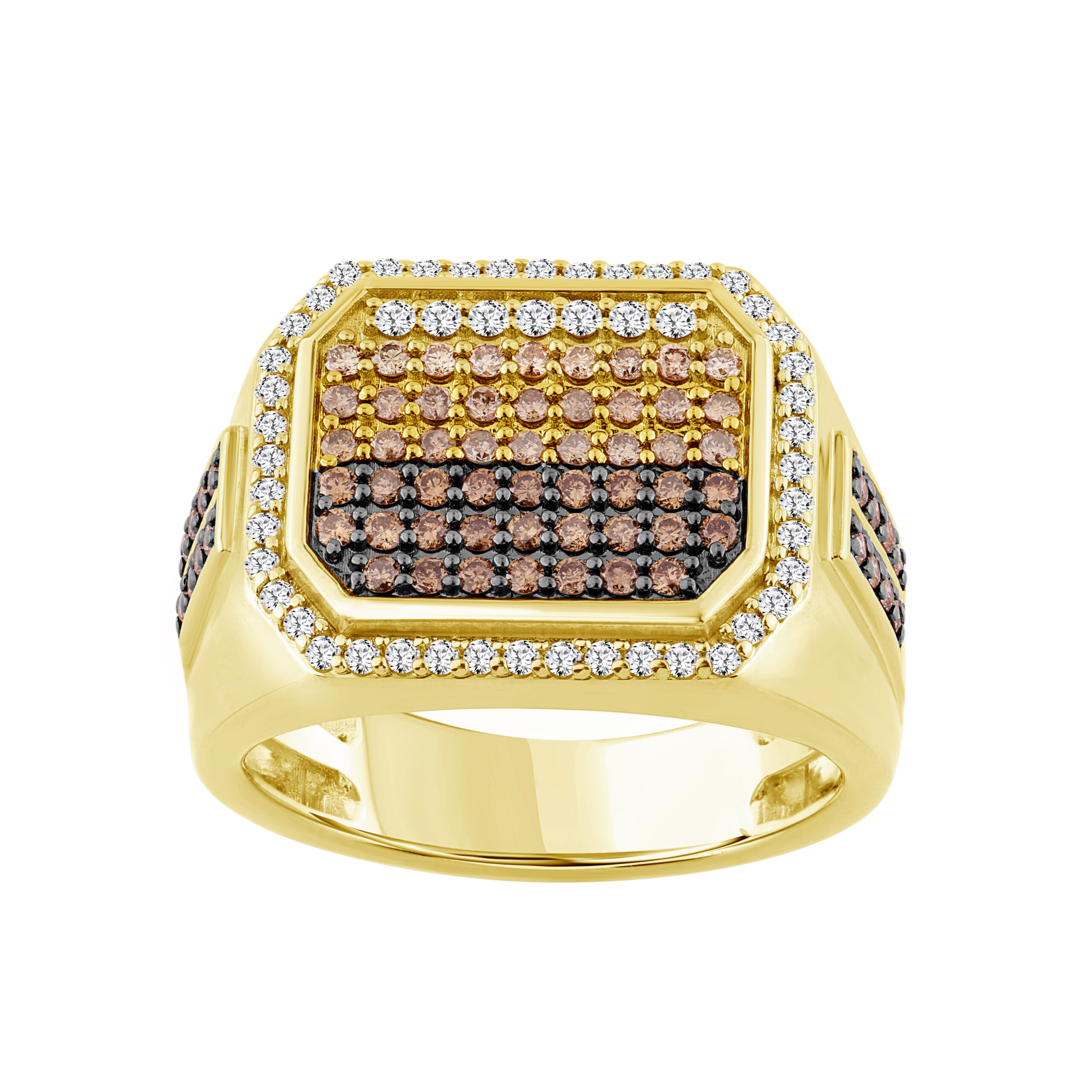 �Ladies Fashion Ring 1.00Ct Round/Dark Brown Diamond 10K Yellow Gold Statement Jewelry For Women - Image 1