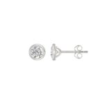 LADIES SOLITAIRE EARRINGS 1CT ROUND DIAMOND 14K WHITE GOLD - Image 2