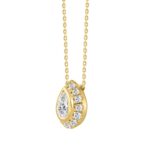 10K YELLOW GOLD 1/3CT ROUND/PEAR DIAMOND LADIES NECKLACE - Image 3