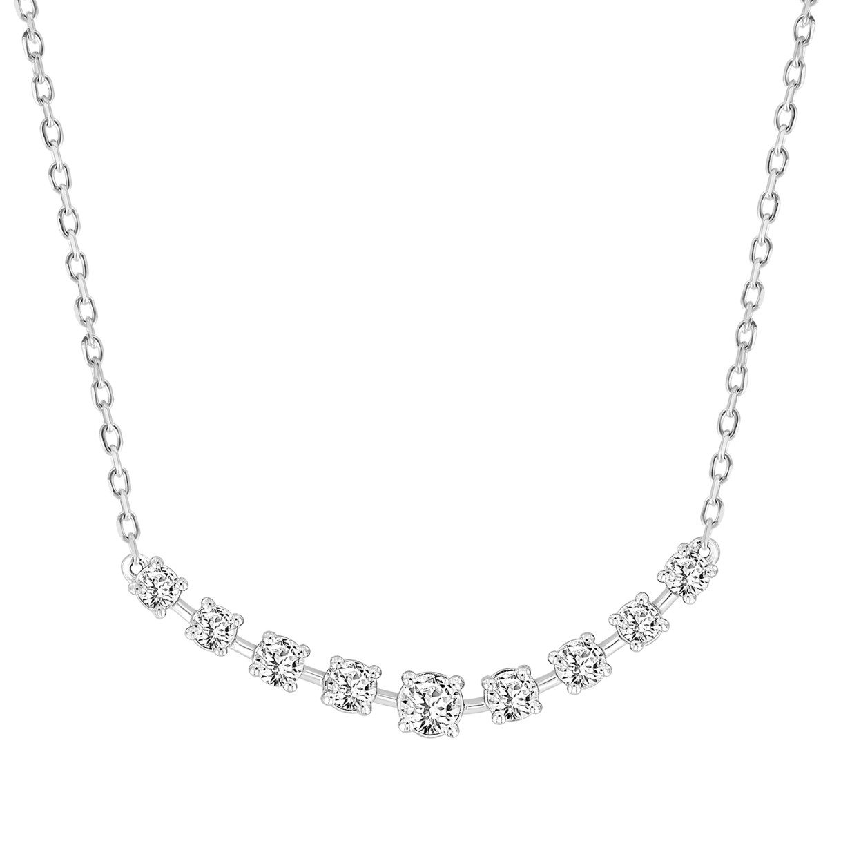 14K WHITE GOLD 1 1/2CT ROUND DIAMOND LADIES NECKLACES - Image 1