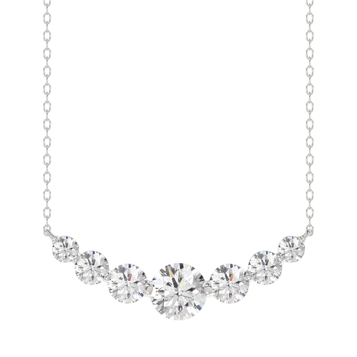 14K WHITE GOLD 1 3/4CT ROUND DIAMOND LADIES NECKLACE - Image 1