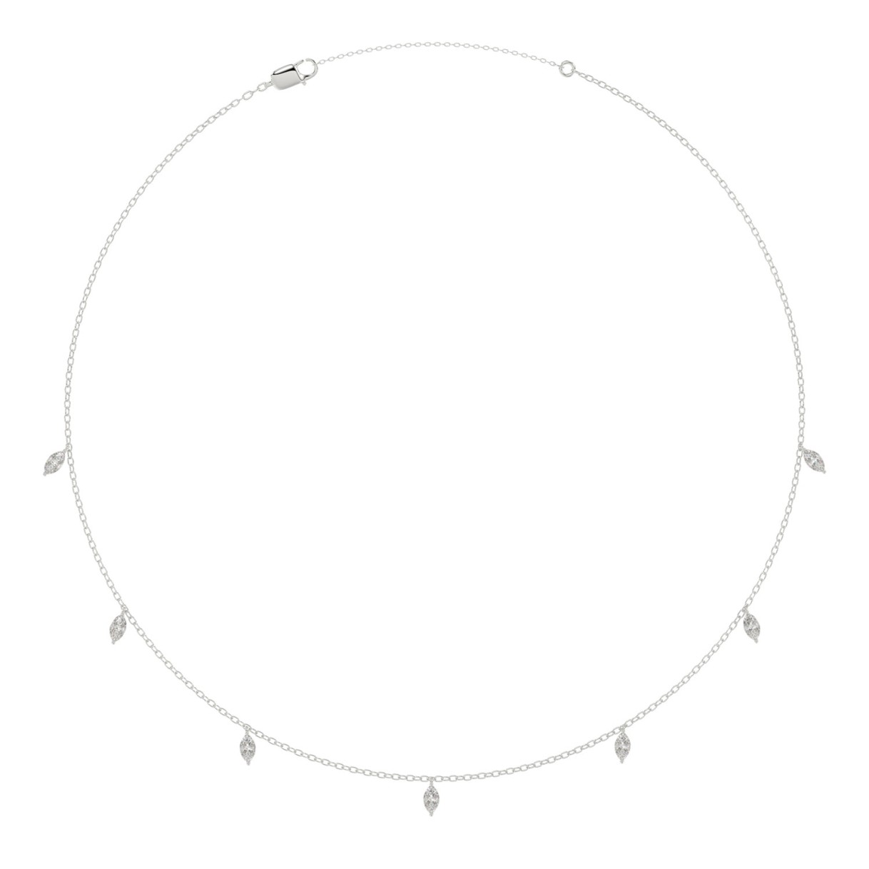 14K WHITE GOLD 1.00CT MARQUISE DIAMOND LADIES NECKLACE - Image 1