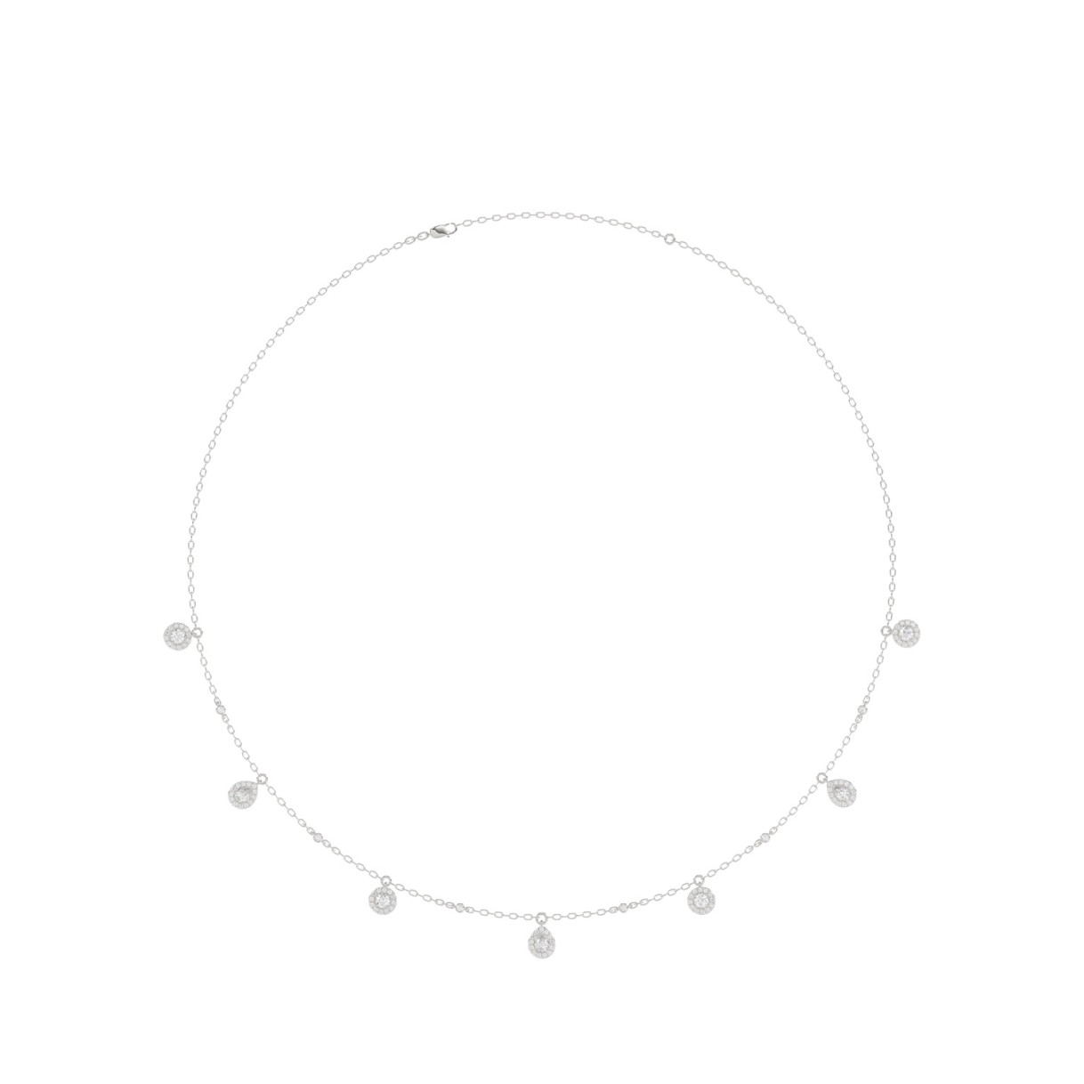 14K WHITE GOLD 1.00CT ROUND DIAMOND LADIES NECKLACE - Image 1